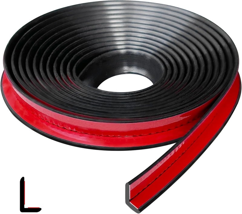 Protalwell Tile Edge Trim, Flexible Rubber L Shaped Small Size Corner Trim, Peel and Stick Edging Trim for Tile and Wall Edges, Table Edge Trim, Black Color, 10Ft - Image 1